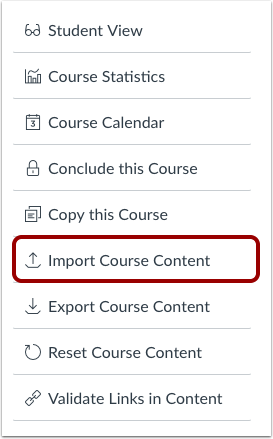 Import Course Content button