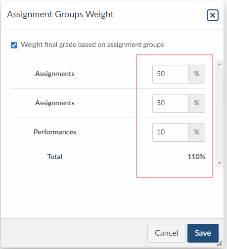 Assignment Groups Weight Total